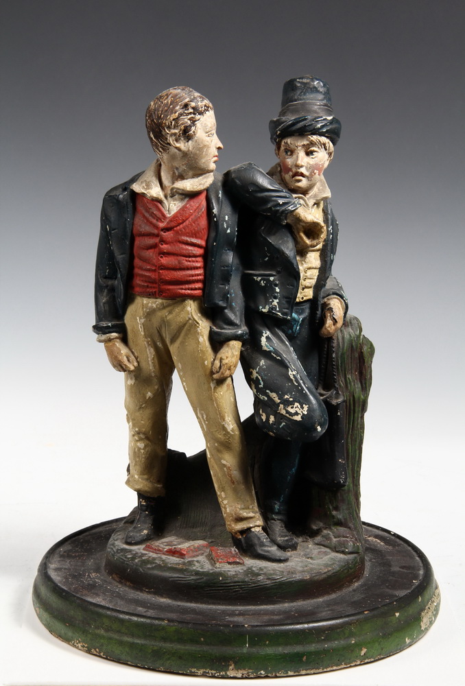 PAINTED PLASTER GROUP-of two