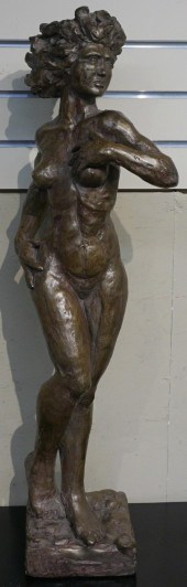 PAINTED PLASTER OF A FEMALE NU