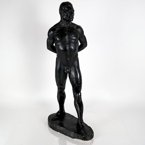 PAINTED PLASTER STATUE OF A
