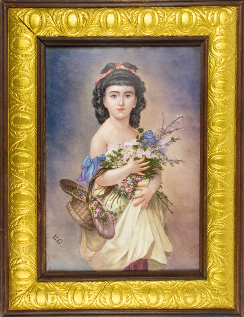 PAINTED PORCELAIN PLAQUE OF A YOUNG