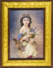 PAINTED PORCELAIN PLAQUE OF A
