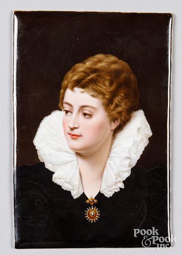 PAINTED PORCELAIN PLAQUE OF A