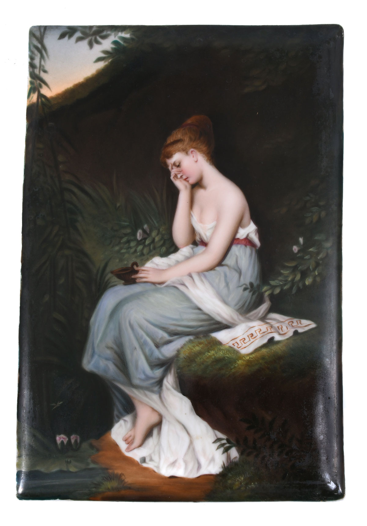 PAINTED PORCELAIN PLAQUE OF A YOUNG