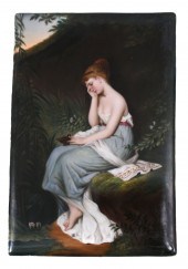 PAINTED PORCELAIN PLAQUE OF A
