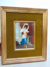 PAINTED PORCELAIN PLAQUE, WOMA
