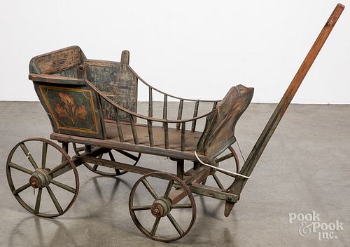 PAINTED PULL CART, LATE 19TH