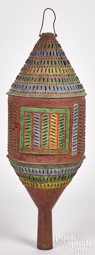PAINTED PUNCHED TIN PARADE LANTERN,