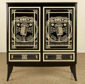 PAINTED RECORD CABINET OBEY DE