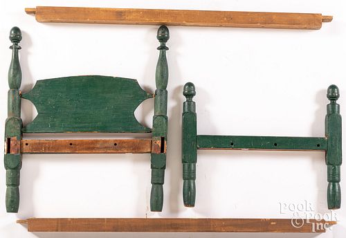 PAINTED ROPE BED, 19TH C.Painted