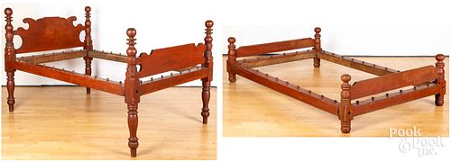 PAINTED ROPE BED AND TRUNDLE,