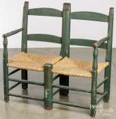 PAINTED RUSH SEAT WAGON SEAT<b