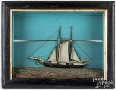 PAINTED SAIL SHIP DIORAMA, 19T