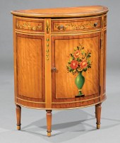 PAINTED SATINWOOD DEMILUNE CAB