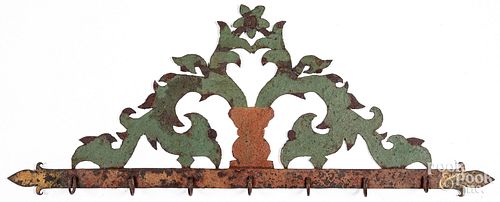 PAINTED SHEET IRON UTENSIL RACK,