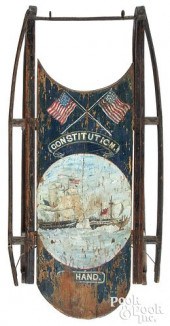 PAINTED SLED, DECORATED WITH T