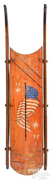PAINTED SLED, DECORATED WITH T