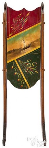 PAINTED SLED, WITH SAILING SHI