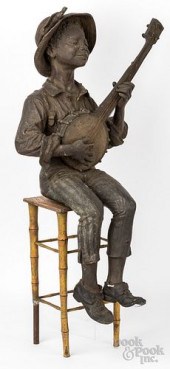PAINTED SPELTER FIGURE OF AN A