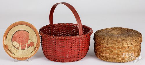 PAINTED SPLINT GATHERING BASKET,