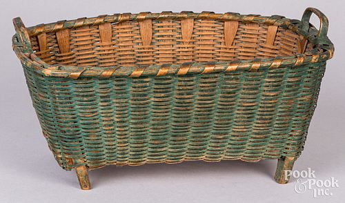 PAINTED SPLINT GATHERING BASKET,