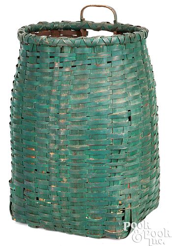 PAINTED SPLINT PACK BASKET, 19TH