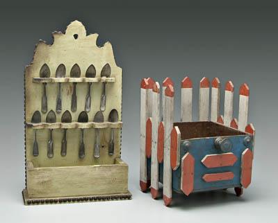 Painted spoon rack, planter box: