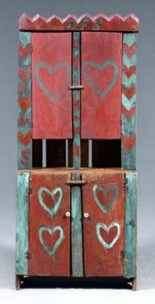 Painted step back cupboard, on