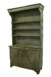 PAINTED STEPBACK CUPBOARD 18th
