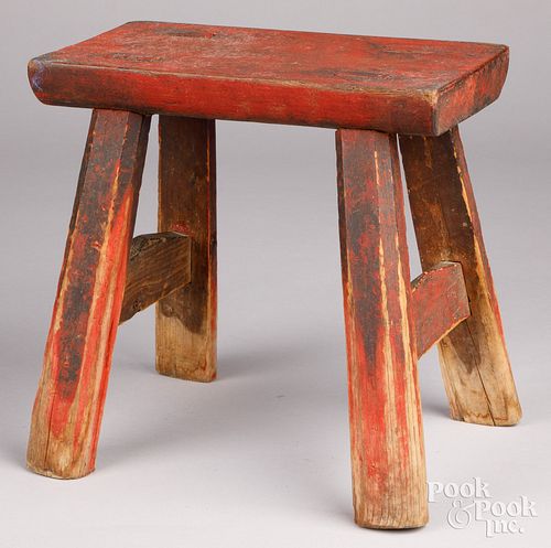 PAINTED STOOL, 19TH C.Painted