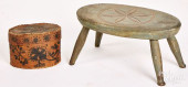 PAINTED STOOL AND BIRCH BARK B