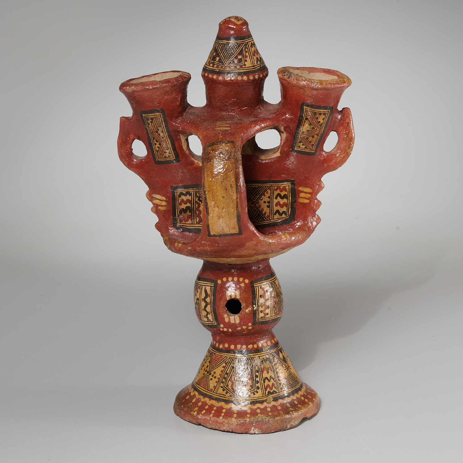 PAINTED TERRACOTTA OIL LAMP,