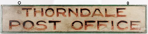 PAINTED THORNDALE POST OFFICE SIGN,