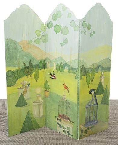 PAINTED THREE-PANEL FOLDING