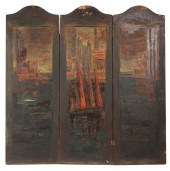 PAINTED THREE PANEL ROOM DIVID