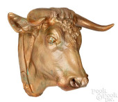 PAINTED TIN BULL HEAD TRADE SI