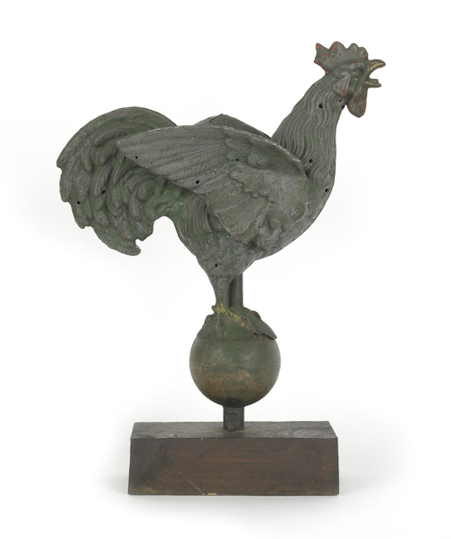 Painted tin cockerel weathervane