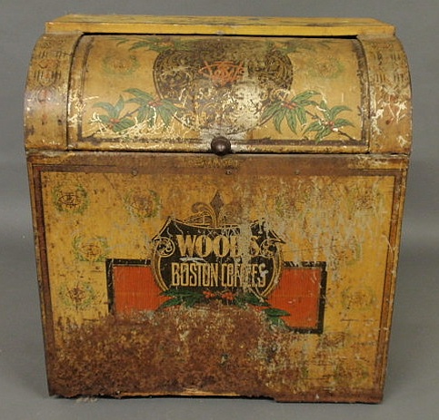 Painted tin coffee bin "Woods