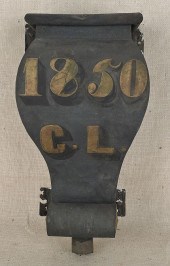 Painted tin downspout inscribe