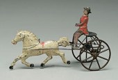 Painted tin horse and rider pu