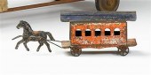     	Painted tin  horse drawn