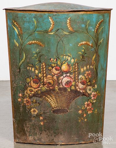PAINTED TIN KINDLING BIN, LATE 19TH