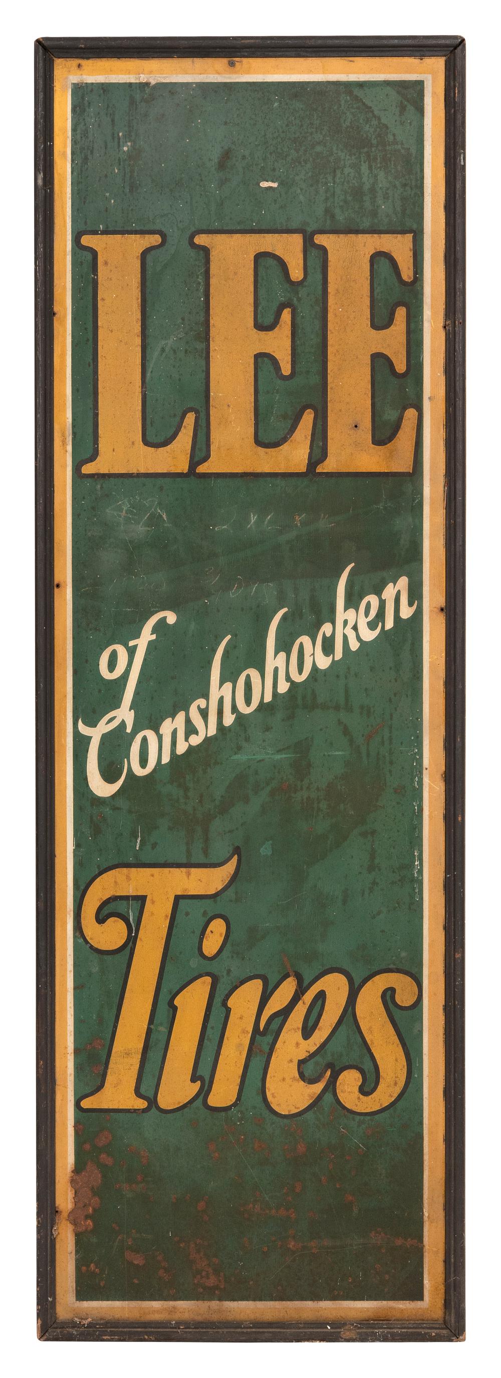 PAINTED TIN LEE TIRES SIGN EARLY