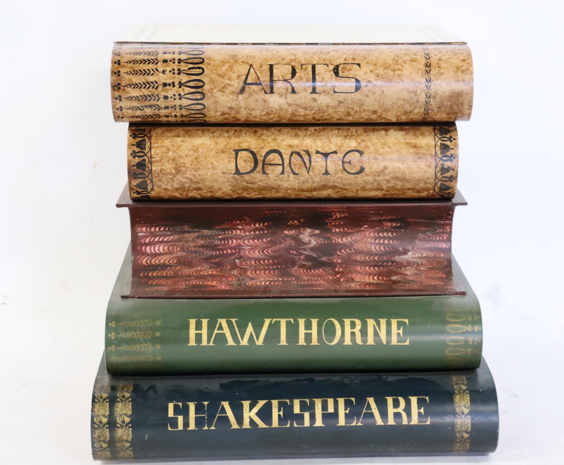 PAINTED TOLE BOOKS FLIP TOP STORAGE