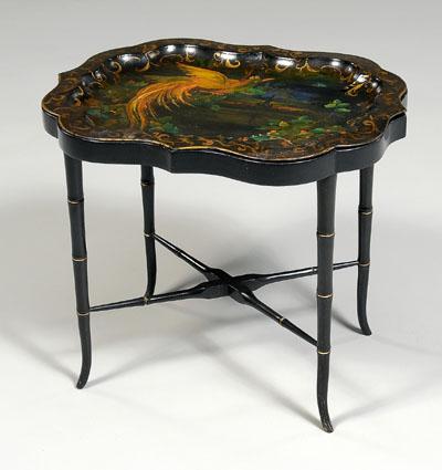Painted tole tray table,