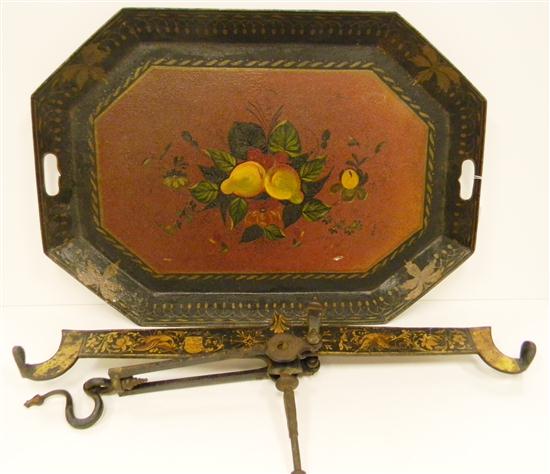 Painted tole tray with fruit