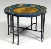 Painted toleware tray table, c