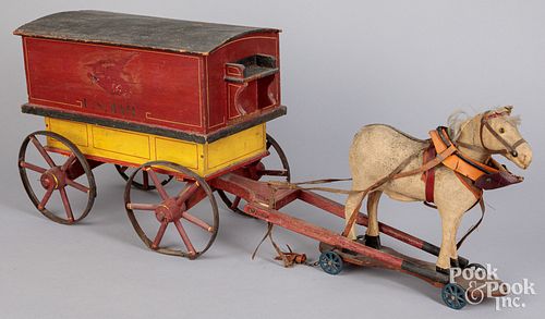 PAINTED TOY HORSE DRAWN US MAIL
