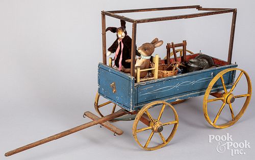 PAINTED TOY HUCKSTER WAGON, CA.