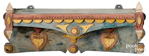 PAINTED TRAMP ART HANGING SHELF,