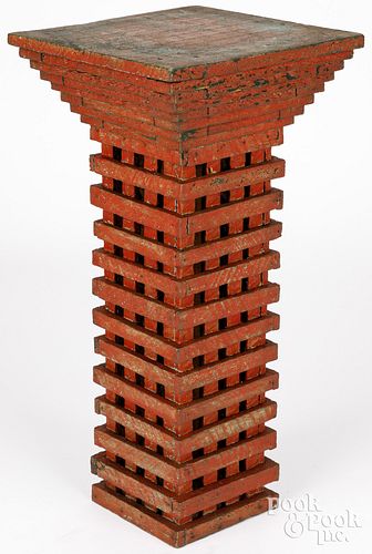 PAINTED TRAMP ART STYLE PEDESTAL,